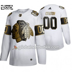 Chicago Blackhawks Hockeydrakt Custom Adidas 2019-2020 Golden Edition Hvit Authentic - Barn